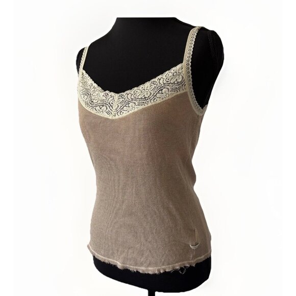 Hollister Tops - Y2K VTG Hollister Cami Large Lace Coquette Fairy Whimsigoth Babydoll Goblincore